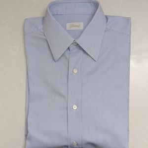Brioni Mens Blue Striped Dress Shirt Sz 16R/41